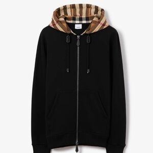 Burberry Black Hoodie with Checkered Hood